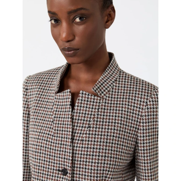 Max Mara Aguzze Slim Houndstooth Jersey Jacket in Tobacco | Blazers | Coveti