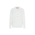 Max Mara Aia Crepe de Chine Polo Shirt in Silk White | Shirts | Coveti