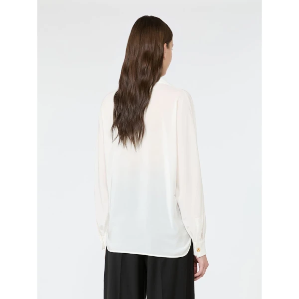 Max Mara Aia Crepe de Chine Polo Shirt in Silk White | Shirts | Coveti