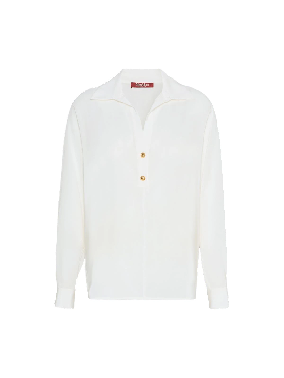 Max Mara Aia Crepe de Chine Polo Shirt in Silk White Max Mara Aia Crepe de Chine Polo Shirt in Silk White | Shirts | Coveti