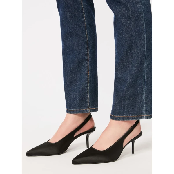 Max Mara Airone Satin Slingbacks in Black | Heels | Coveti