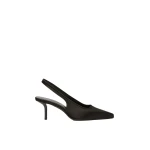 Max Mara Airone Satin Slingbacks in Black | Heels | Coveti