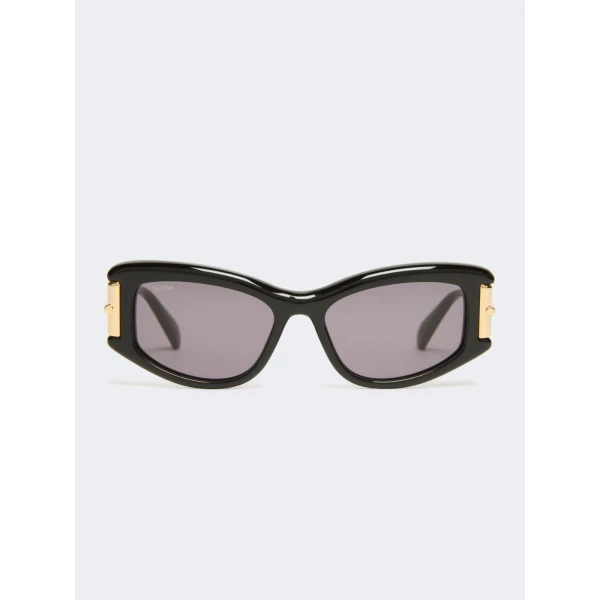 Max Mara Airone Square Acetate Glasses in Black | Sunglasses | Coveti