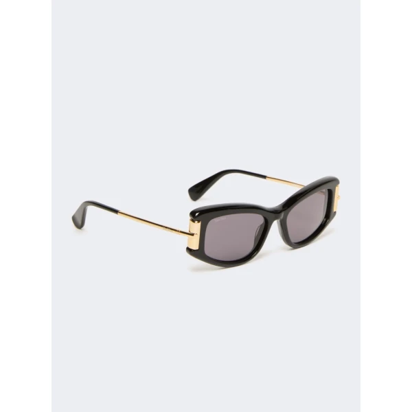 Max Mara Airone Square Acetate Glasses in Black | Sunglasses | Coveti