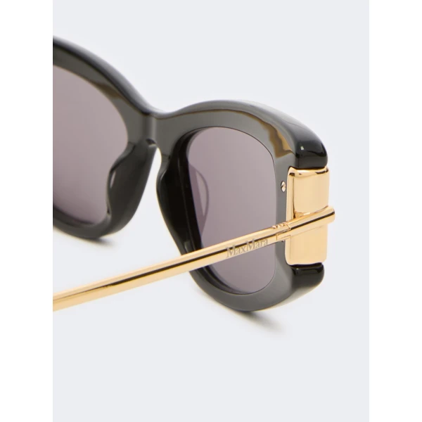 Max Mara Airone Square Acetate Glasses in Black | Sunglasses | Coveti