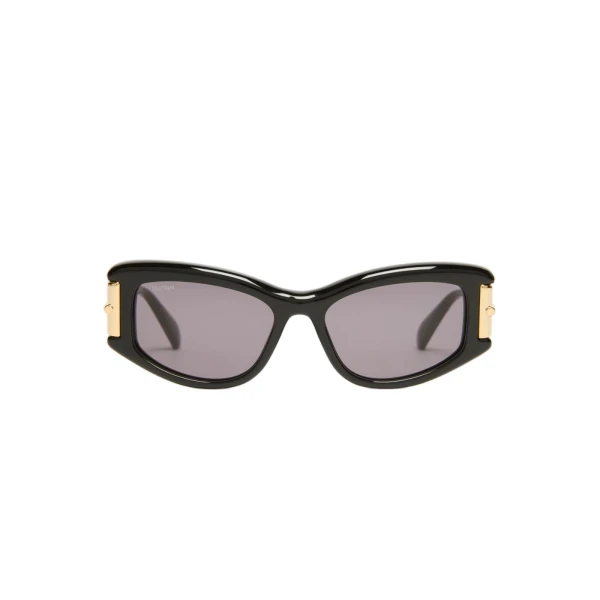 Max Mara Airone Square Acetate Glasses in Black | Sunglasses | Coveti