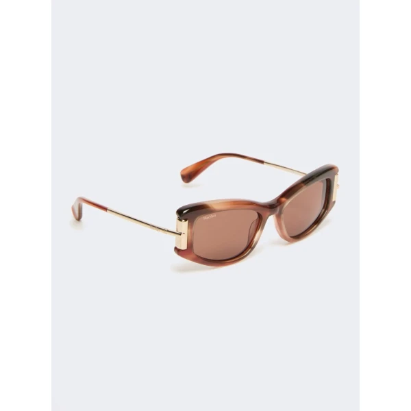 Max Mara Airone Square Acetate Glasses in Rust | Sunglasses | Coveti