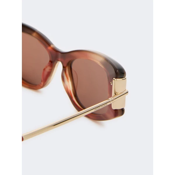 Max Mara Airone Square Acetate Glasses in Rust | Sunglasses | Coveti