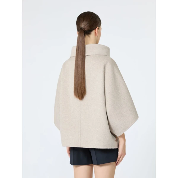Max Mara Ala Double Cashmere Cropped Coat in Sand | Wool Coat | Coveti