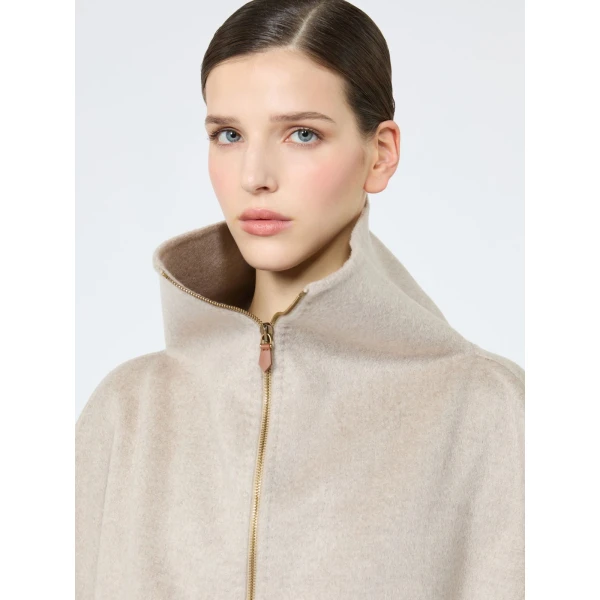 Max Mara Ala Double Cashmere Cropped Coat in Sand | Wool Coat | Coveti