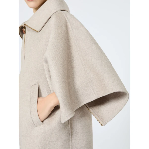 Max Mara Ala Double Cashmere Cropped Coat in Sand | Wool Coat | Coveti