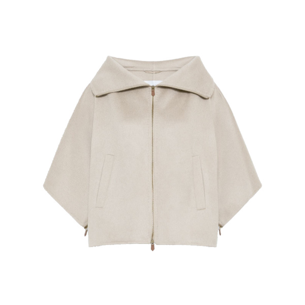 Max Mara Ala Double Cashmere Cropped Coat in Sand | Wool Coat | Coveti