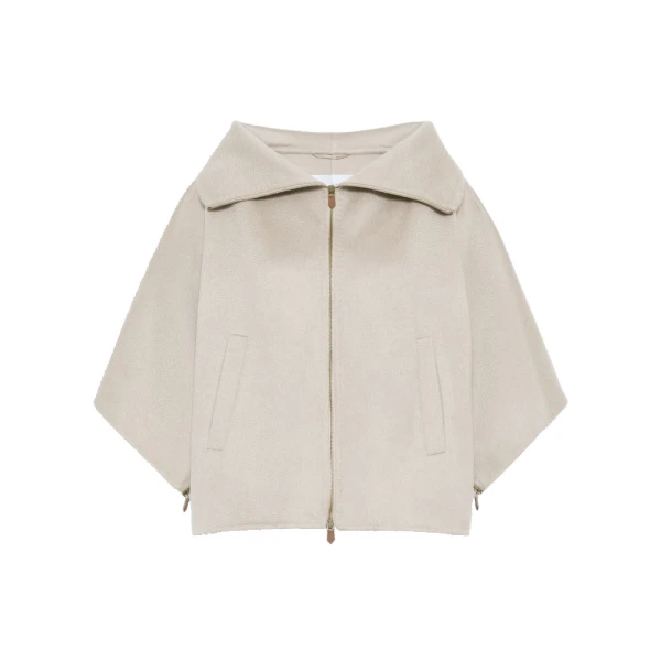 Max Mara Ala Double Cashmere Cropped Coat in Sand | Wool Coat | Coveti