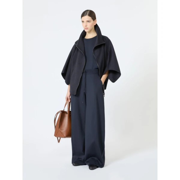 Max Mara Ala Double Cashmere Cropped Coat in Ultramarine | Wool Coat | Coveti