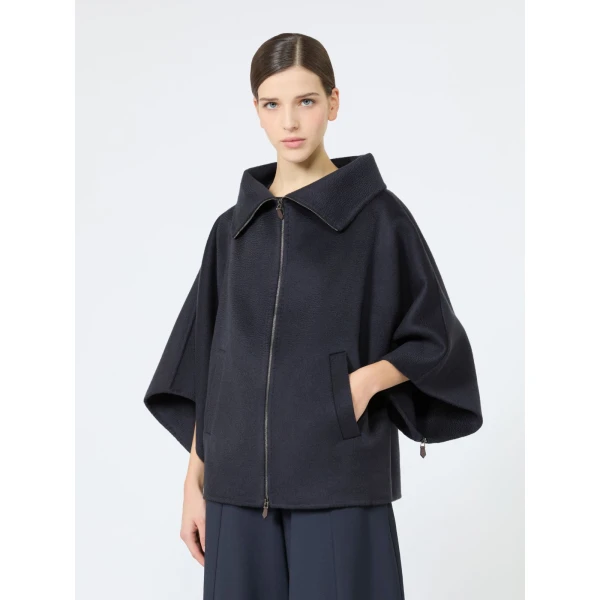 Max Mara Ala Double Cashmere Cropped Coat in Ultramarine | Wool Coat | Coveti
