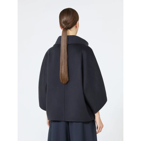 Max Mara Ala Double Cashmere Cropped Coat in Ultramarine | Wool Coat | Coveti