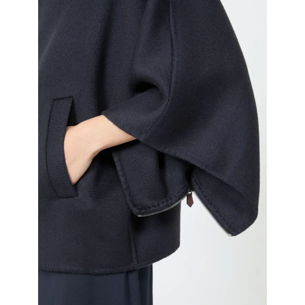Max Mara Ala Double Cashmere Cropped Coat in Ultramarine | Wool Coat | Coveti