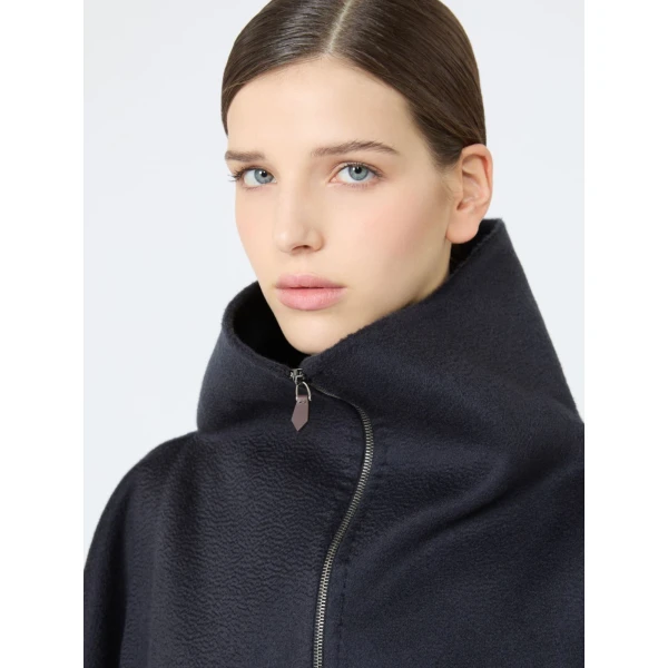 Max Mara Ala Double Cashmere Cropped Coat in Ultramarine | Wool Coat | Coveti