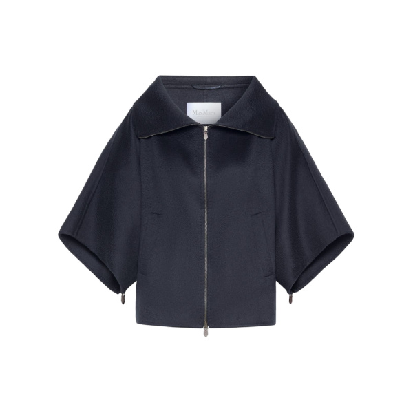 Max Mara Ala Double Cashmere Cropped Coat in Ultramarine | Wool Coat | Coveti