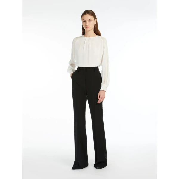 Max Mara Alabama Flared Cady Trousers in Black | Wide leg pants | Coveti