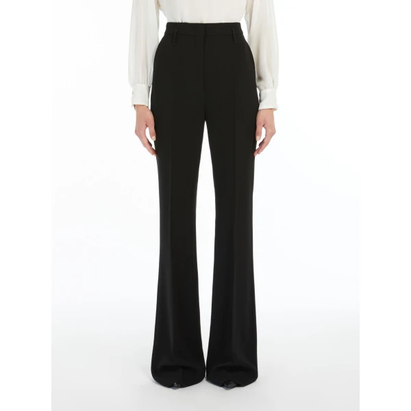 Max Mara Alabama Flared Cady Trousers in Black | Wide leg pants | Coveti