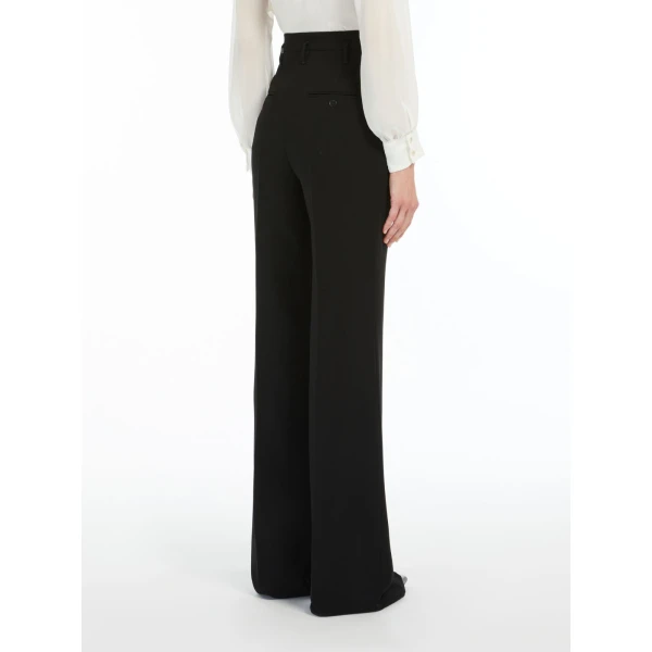 Max Mara Alabama Flared Cady Trousers in Black | Wide leg pants | Coveti
