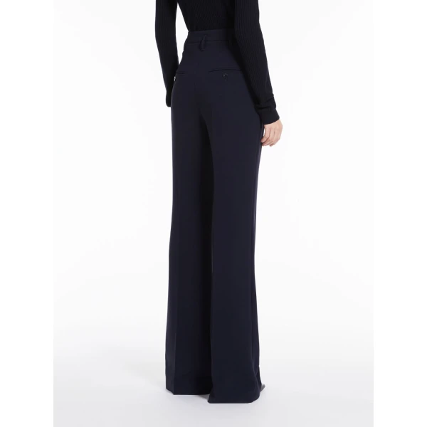 Max Mara Alabama Flared Cady Trousers in Navy | Wide leg pants | Coveti