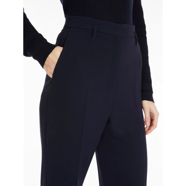 Max Mara Alabama Flared Cady Trousers in Navy | Wide leg pants | Coveti