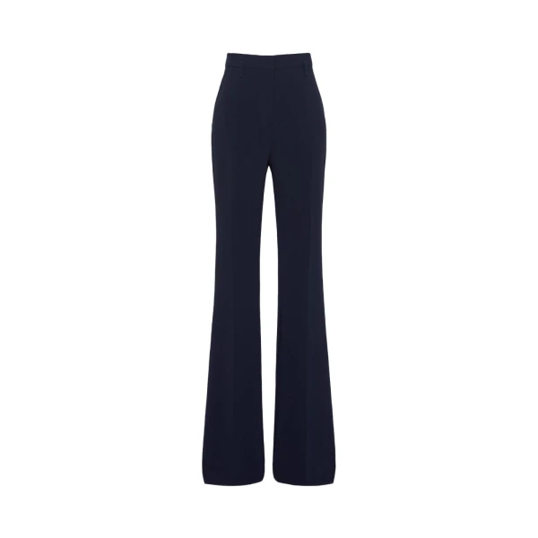 Max Mara Alabama Flared Cady Trousers in Navy | Wide leg pants | Coveti