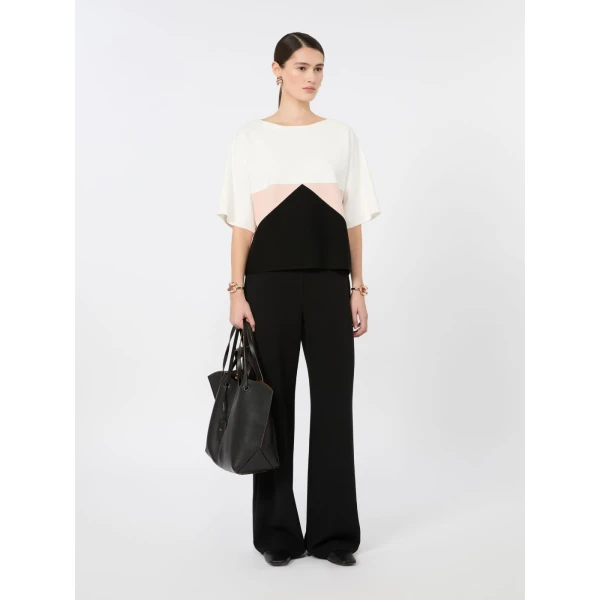 Max Mara Alaggio Cady Wide-Leg Trousers in Black | Wide leg pants | Coveti