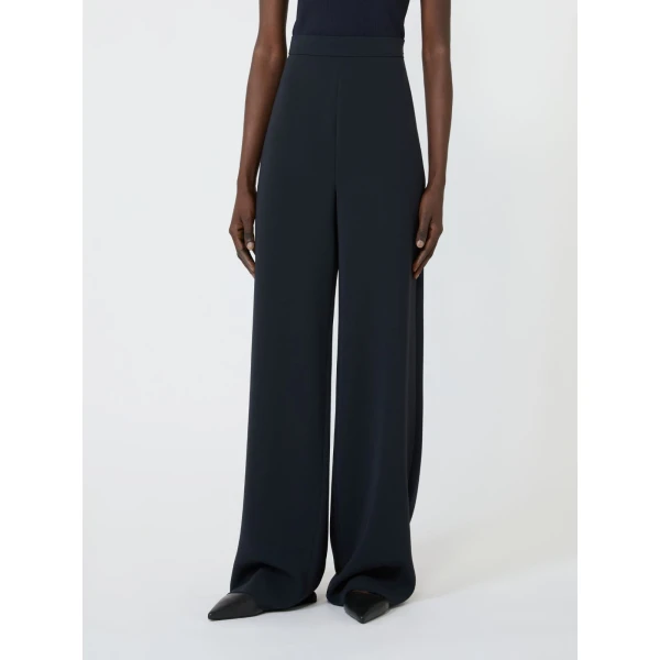Max Mara Alaggio Cady Wide-Leg Trousers in Midnight Blue | Wide leg pants | Coveti