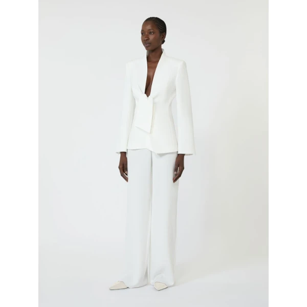 Max Mara Alaggio Cady Wide-Leg Trousers in White | Wide leg pants | Coveti