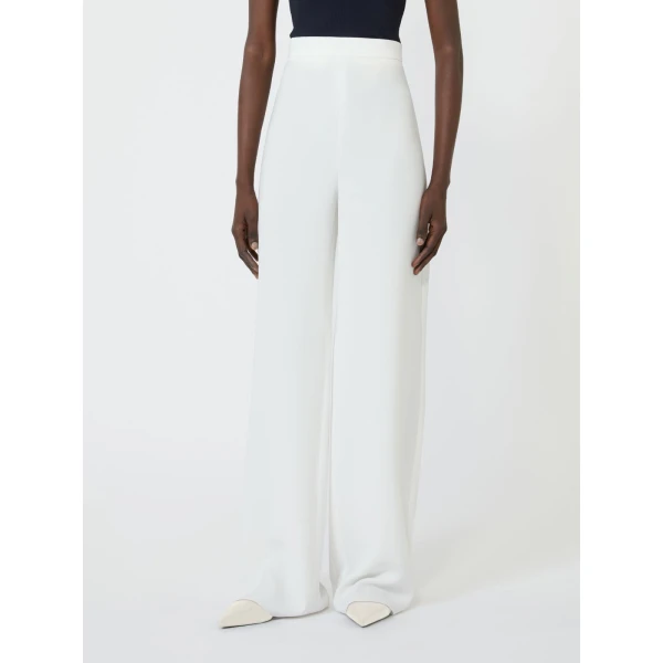 Max Mara Alaggio Cady Wide-Leg Trousers in White | Wide leg pants | Coveti