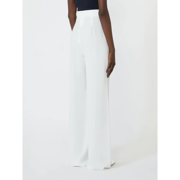 Max Mara Alaggio Cady Wide-Leg Trousers in White | Wide leg pants | Coveti