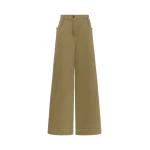 Max Mara Alamaro Coated Cotton Bull Denim Trousers in Khaki | Denim | Coveti