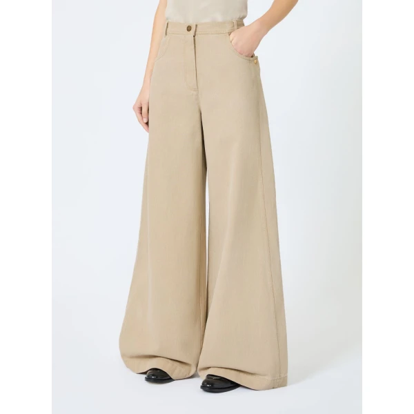Max Mara Alamaro Coated Cotton Bull Denim Trousers in Stone Grey | Denim | Coveti