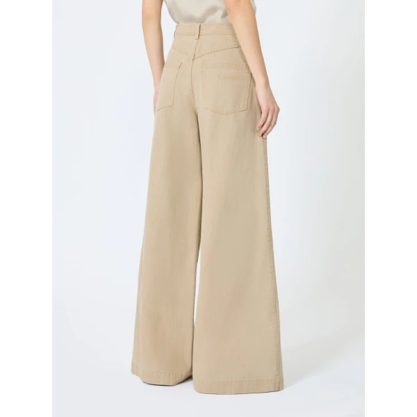 Max Mara Alamaro Coated Cotton Bull Denim Trousers in Stone Grey | Denim | Coveti