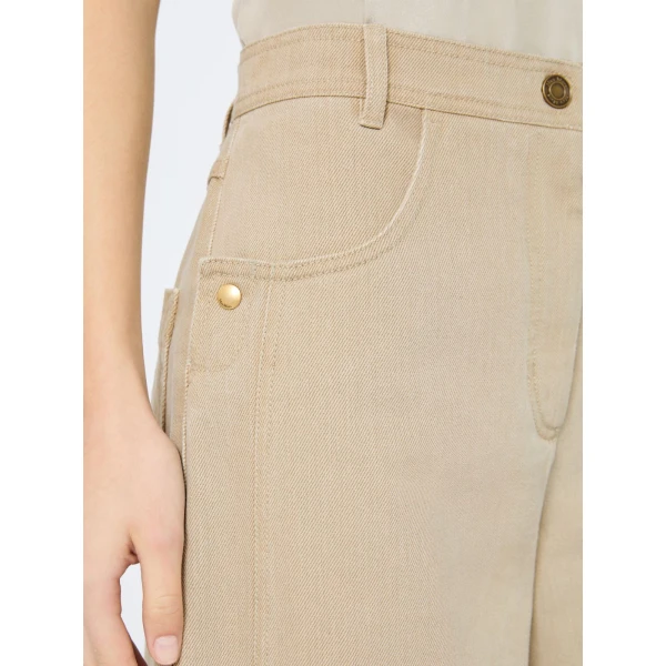 Max Mara Alamaro Coated Cotton Bull Denim Trousers in Stone Grey | Denim | Coveti