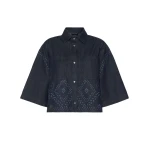 Max Mara Alare Laser Cut Denim Shirt in Navy | Shirts | Coveti