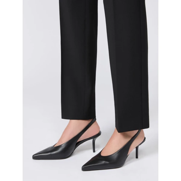 Max Mara Albata Nappa Leather Slingbacks in Black | Heels | Coveti