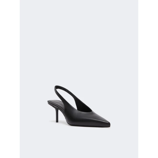 Max Mara Albata Nappa Leather Slingbacks in Black | Heels | Coveti