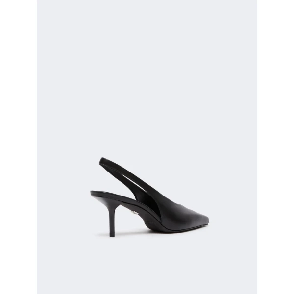 Max Mara Albata Nappa Leather Slingbacks in Black | Heels | Coveti