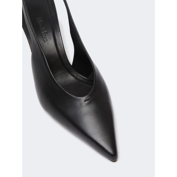 Max Mara Albata Nappa Leather Slingbacks in Black | Heels | Coveti