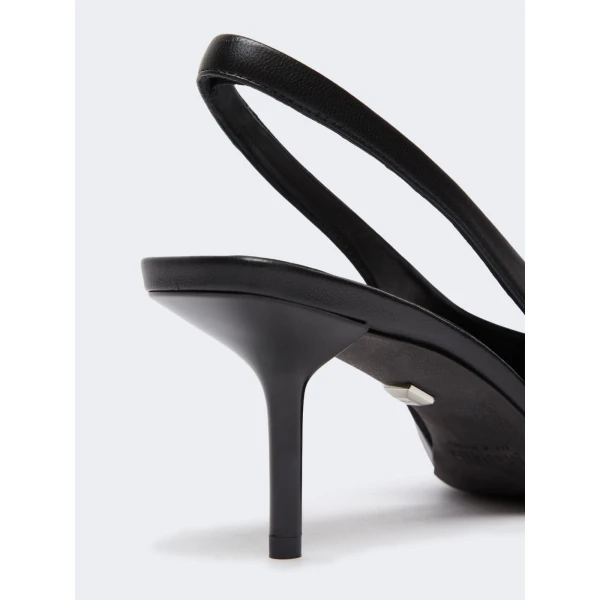 Max Mara Albata Nappa Leather Slingbacks in Black | Heels | Coveti