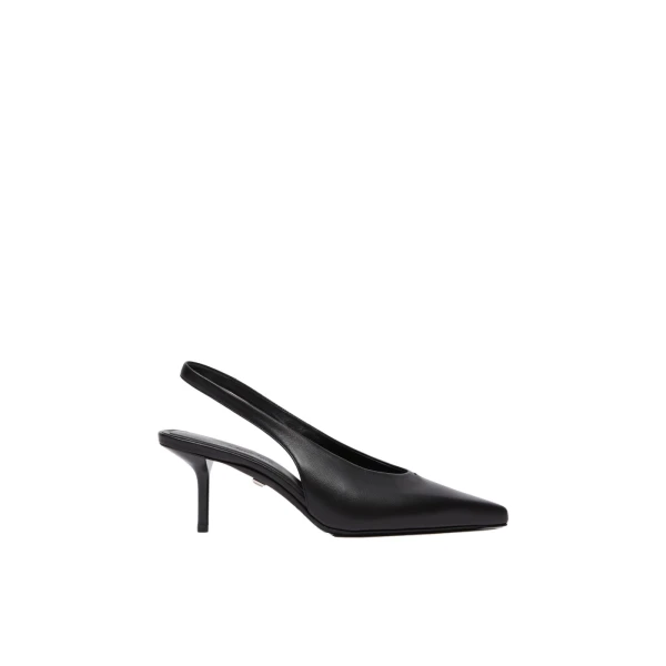 Albata Nappa Leather Slingbacks in Black