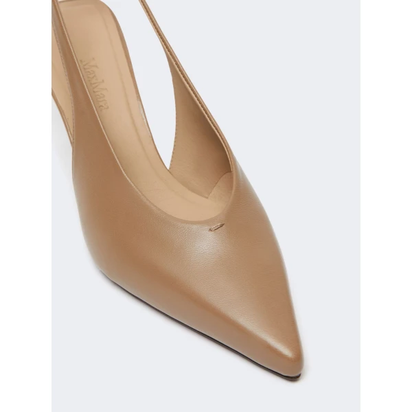 Max Mara Albata Nappa Leather Slingbacks in Mud | Heels | Coveti