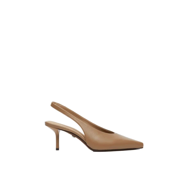 Albata Nappa Leather Slingbacks in Mud