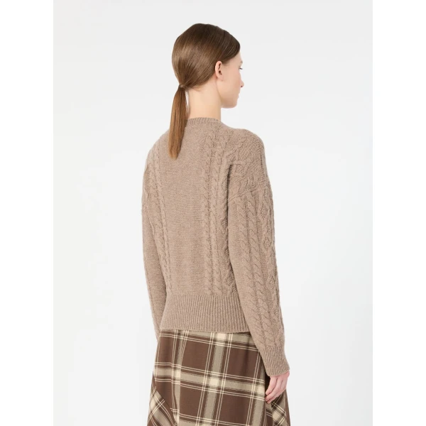 Max Mara Alben Cable Knit Wool Jumper in Hazelnut Brown | Sweaters | Coveti