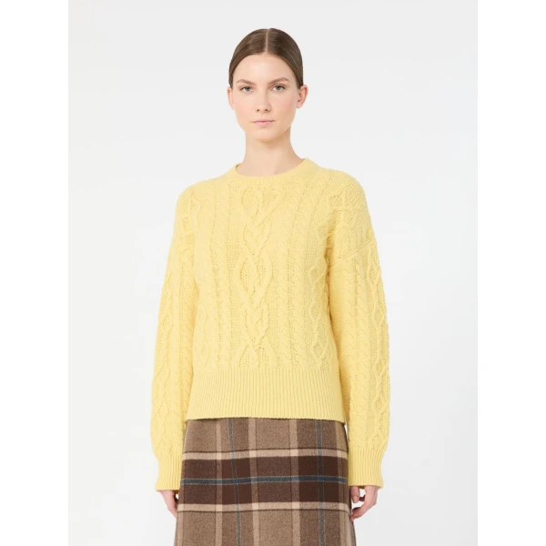 Max Mara Alben Cable Knit Wool Jumper in Honey | Sweaters | Coveti