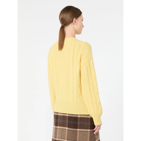 Max Mara Alben Cable Knit Wool Jumper in Honey | Sweaters | Coveti